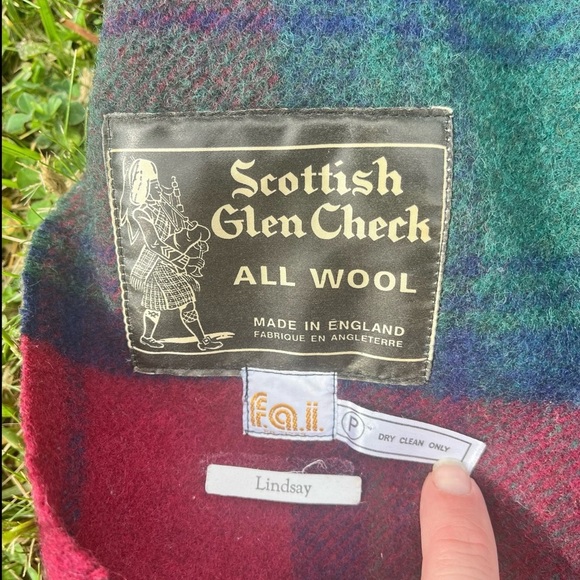 Vtg Scottish Glen Check Wool England Made Red Green Blanket Scarf Throw 46x35” - Picture 2 of 15